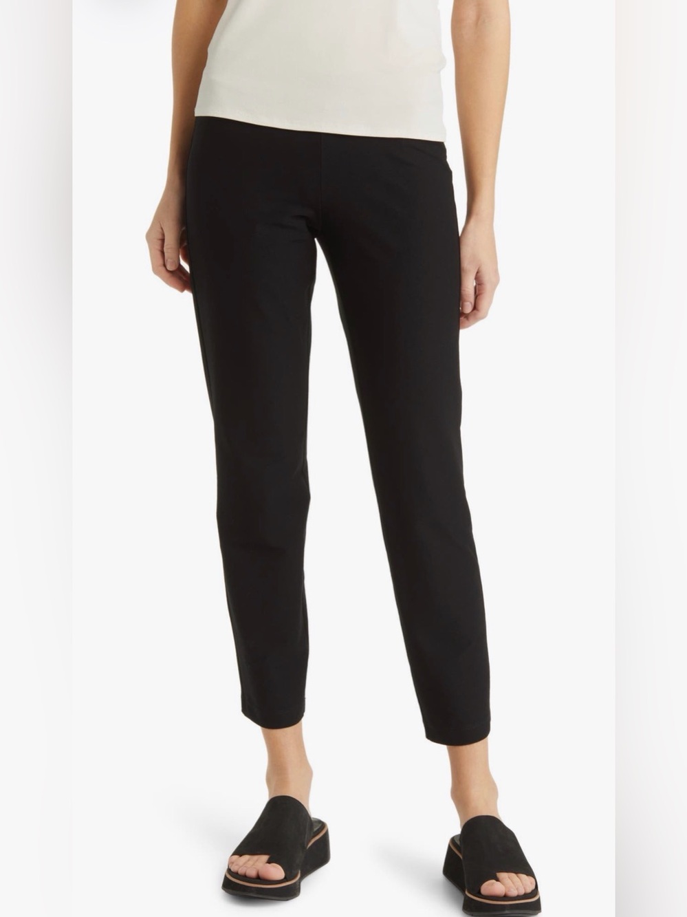 Eileen Fisher White Stretch Crepe Slim Ankle Pants NWT